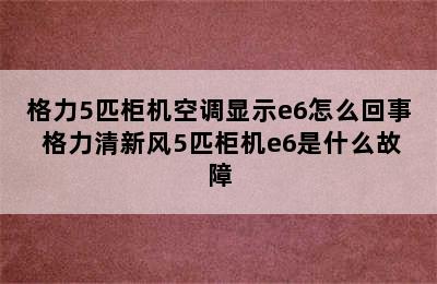 格力5匹柜机空调显示e6怎么回事 格力清新风5匹柜机e6是什么故障